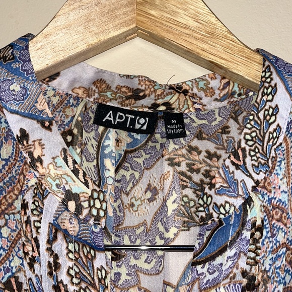 “Apt.9”  Bohemian paisley floral blouse size M - Picture 3 of 12
